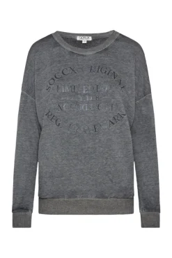 Damen CAMP DAVID & SOCCX Sweatshirt mit Ausbrenner-Effekten und Print blue navy