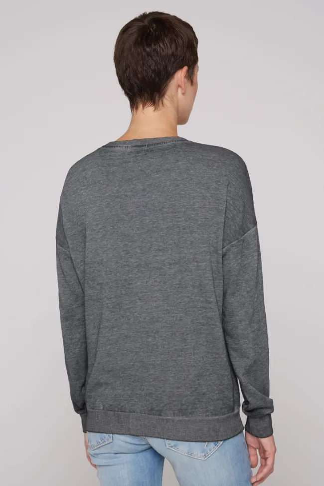 Damen CAMP DAVID & SOCCX Sweatshirt mit Ausbrenner-Effekten und Print blue navy