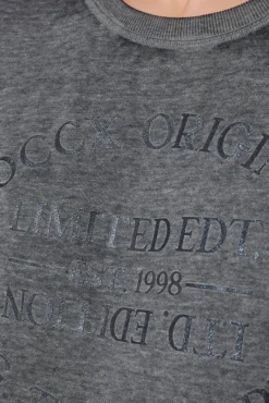Damen CAMP DAVID & SOCCX Sweatshirt mit Ausbrenner-Effekten und Print blue navy