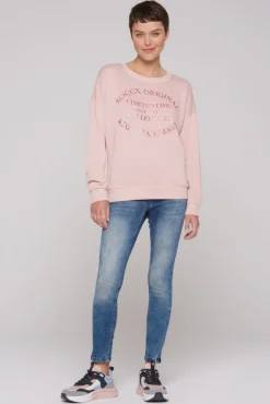 Damen CAMP DAVID & SOCCX Sweatshirt mit Ausbrenner-Effekten und Print rose blush