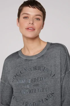 Damen CAMP DAVID & SOCCX Sweatshirt mit Ausbrenner-Effekten und Print blue navy