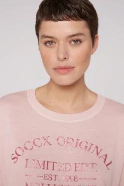 Damen CAMP DAVID & SOCCX Sweatshirt mit Ausbrenner-Effekten und Print rose blush