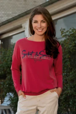 Damen CAMP DAVID & SOCCX Sweatshirt mit Gummizugsaum pinky red
