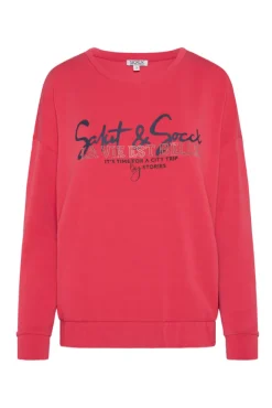 Damen CAMP DAVID & SOCCX Sweatshirt mit Gummizugsaum pinky red