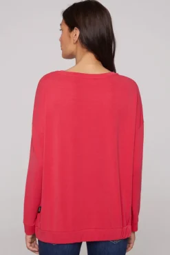 Damen CAMP DAVID & SOCCX Sweatshirt mit Gummizugsaum pinky red