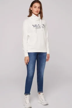 Damen CAMP DAVID & SOCCX Sweatshirt mit hohem Kragen und Logo Print