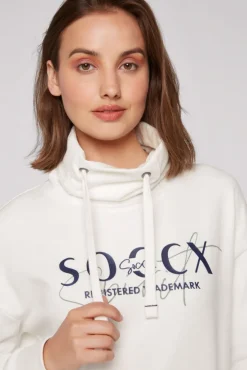 Damen CAMP DAVID & SOCCX Sweatshirt mit hohem Kragen und Logo Print