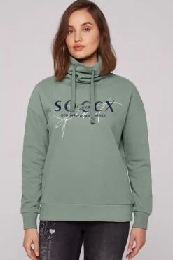 Damen CAMP DAVID & SOCCX Sweatshirt mit hohem Kragen und Logo Print muted aqua