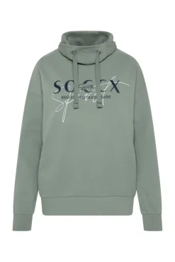 Damen CAMP DAVID & SOCCX Sweatshirt mit hohem Kragen und Logo Print muted aqua