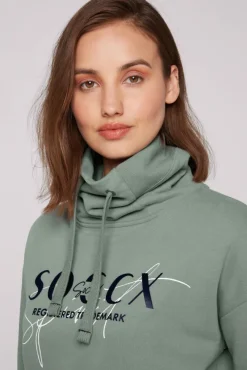 Damen CAMP DAVID & SOCCX Sweatshirt mit hohem Kragen und Logo Print muted aqua