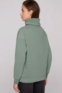 Damen CAMP DAVID & SOCCX Sweatshirt mit hohem Kragen und Logo Print muted aqua