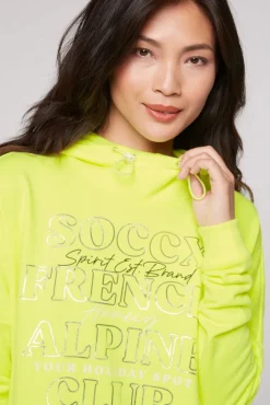 Damen CAMP DAVID & SOCCX Sweatshirt mit Kapuze und Print Artwork yellow lime