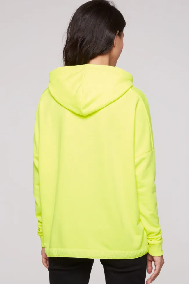Damen CAMP DAVID & SOCCX Sweatshirt mit Kapuze und Print Artwork yellow lime