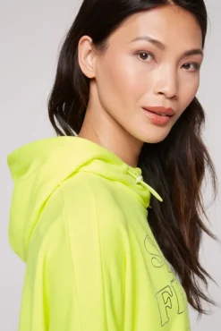 Damen CAMP DAVID & SOCCX Sweatshirt mit Kapuze und Print Artwork yellow lime