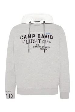 Herren CAMP DAVID & SOCCX Sweatshirt  mit Kontrastkapuze und Logo-Stickereien granite melange