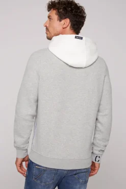 Herren CAMP DAVID & SOCCX Sweatshirt  mit Kontrastkapuze und Logo-Stickereien granite melange