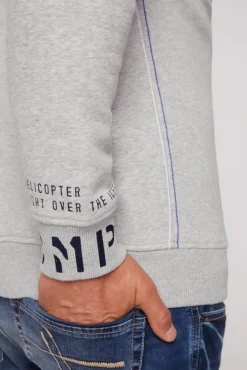 Herren CAMP DAVID & SOCCX Sweatshirt  mit Kontrastkapuze und Logo-Stickereien granite melange