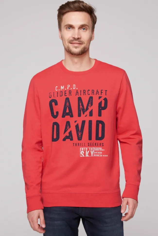 Herren CAMP DAVID & SOCCX Sweatshirt mit Logo Print skipper red
