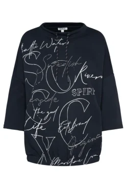 Damen CAMP DAVID & SOCCX Sweatshirt mit 3/4-Ärmeln und Artwork blue navy