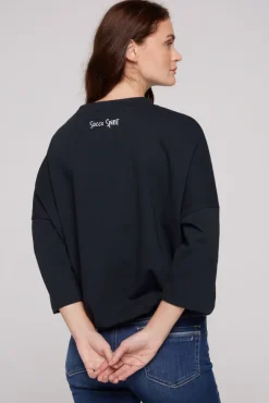 Damen CAMP DAVID & SOCCX Sweatshirt mit 3/4-Ärmeln und Artwork blue navy