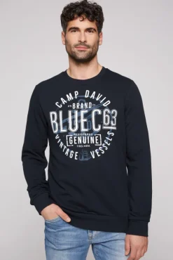 Herren CAMP DAVID & SOCCX Sweatshirt mit rundem Label Print blue navy