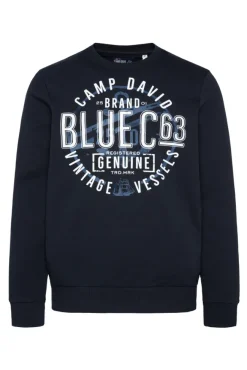 Herren CAMP DAVID & SOCCX Sweatshirt mit rundem Label Print blue navy