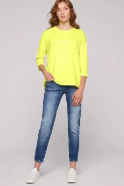 Damen CAMP DAVID & SOCCX Sweatshirt mit tonigen Rubber Prints yellow lime