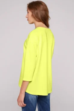 Damen CAMP DAVID & SOCCX Sweatshirt mit tonigen Rubber Prints yellow lime