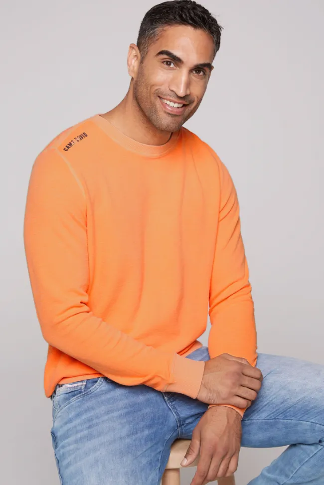 Herren CAMP DAVID & SOCCX Sweatshirt mit Used-Waschung sunrise orange