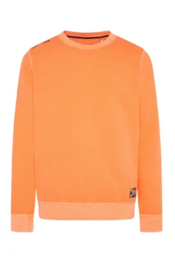 Herren CAMP DAVID & SOCCX Sweatshirt mit Used-Waschung sunrise orange