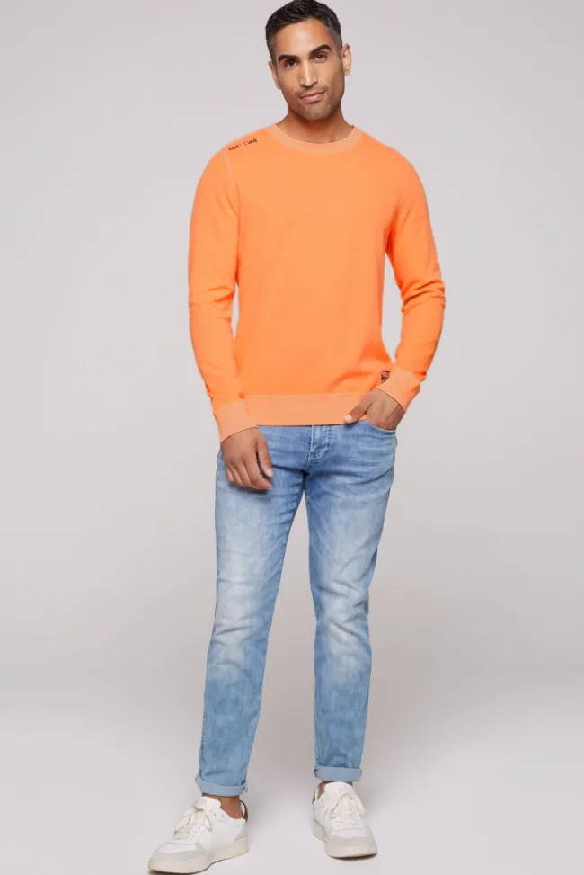 Herren CAMP DAVID & SOCCX Sweatshirt mit Used-Waschung sunrise orange