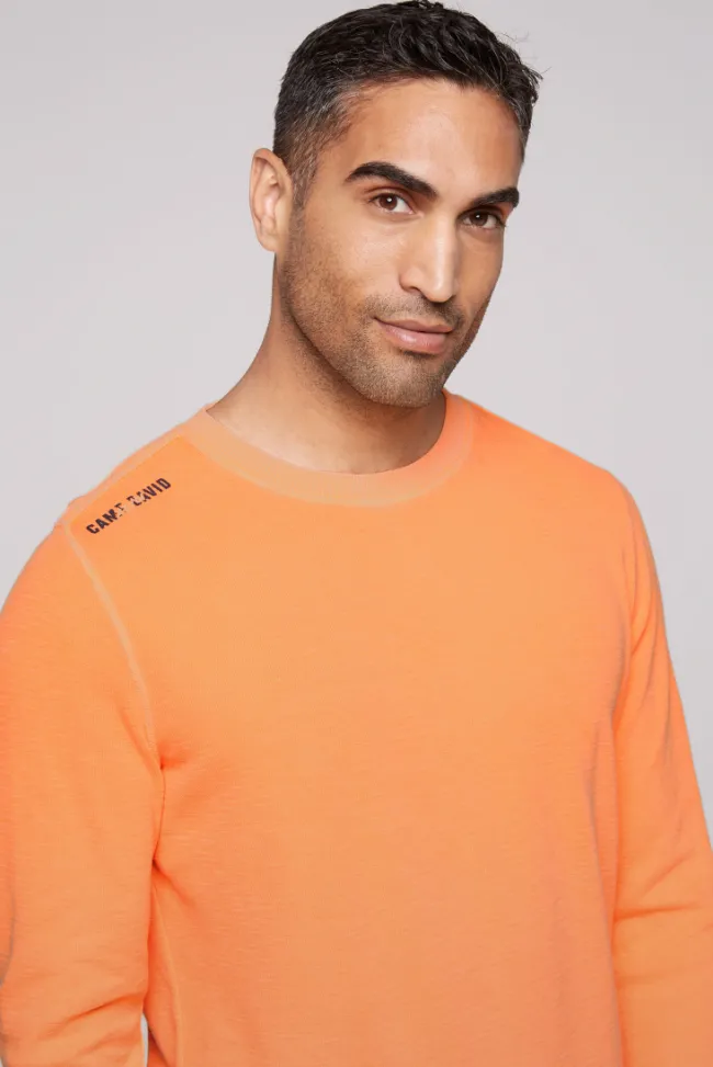 Herren CAMP DAVID & SOCCX Sweatshirt mit Used-Waschung sunrise orange