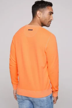 Herren CAMP DAVID & SOCCX Sweatshirt mit Used-Waschung sunrise orange