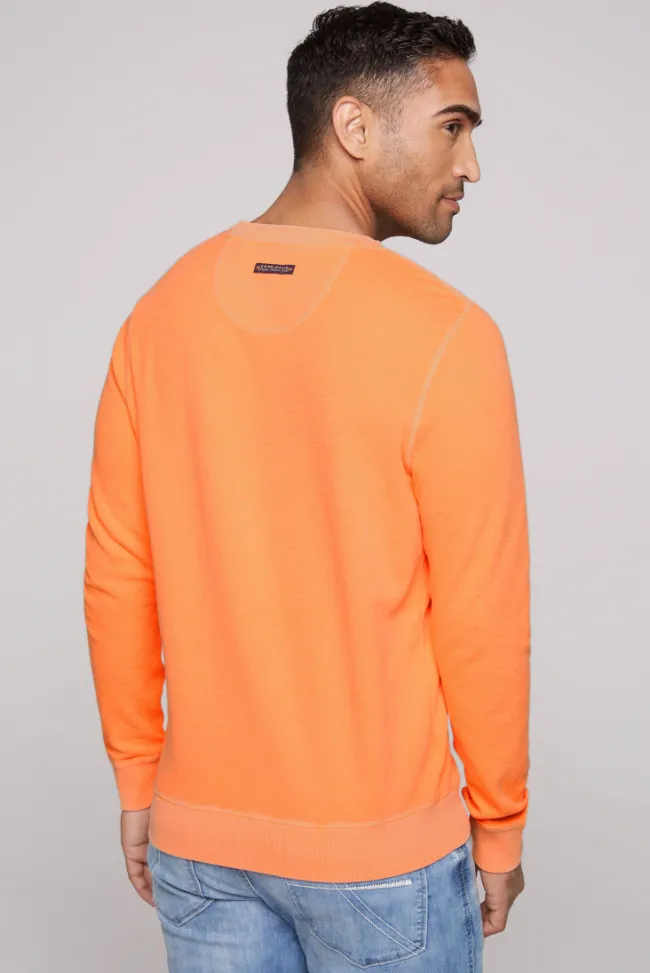 Herren CAMP DAVID & SOCCX Sweatshirt mit Used-Waschung sunrise orange
