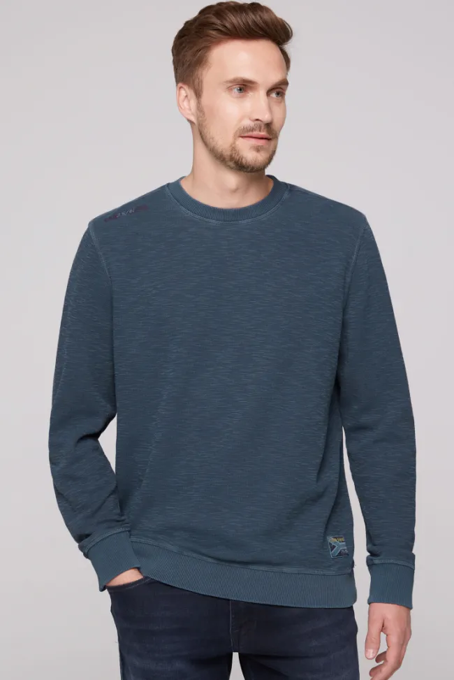 Herren CAMP DAVID & SOCCX Sweatshirt mit Used-Waschung blue navy