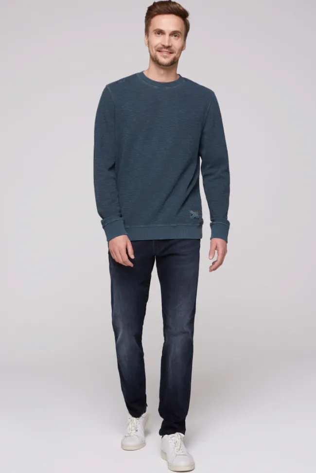 Herren CAMP DAVID & SOCCX Sweatshirt mit Used-Waschung blue navy