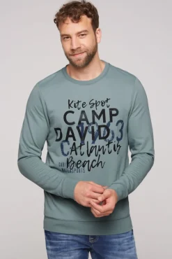 Herren CAMP DAVID & SOCCX Sweatshirt mit Wording Print grey green | S