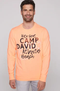 Herren CAMP DAVID & SOCCX Sweatshirt mit Wording Print speed orange