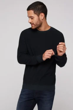 Herren CAMP DAVID & SOCCX Sweatshirt Reversed mit Patch-Print blue navy