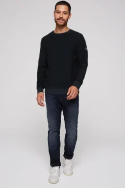 Herren CAMP DAVID & SOCCX Sweatshirt Reversed mit Patch-Print blue navy