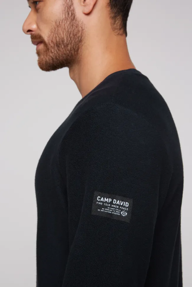 Herren CAMP DAVID & SOCCX Sweatshirt Reversed mit Patch-Print blue navy