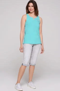 Damen CAMP DAVID & SOCCX Trägershirt mit offenem Rundhalsausschnitt lagoon blue