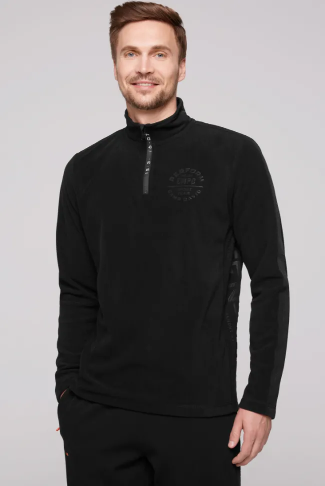 Herren CAMP DAVID & SOCCX Troyer-Fleeceshirt mit Tapes und Prägedrucken