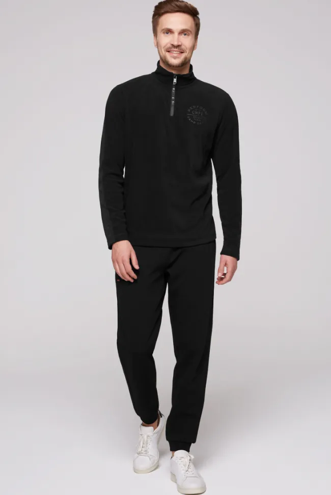 Herren CAMP DAVID & SOCCX Troyer-Fleeceshirt mit Tapes und Prägedrucken