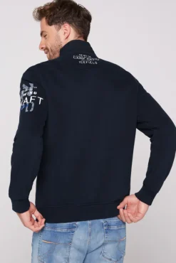 Herren CAMP DAVID & SOCCX Troyer-Sweatshirt mit Artworks blue navy