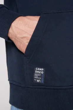Herren CAMP DAVID & SOCCX Troyer-Sweatshirt mit Artworks blue navy