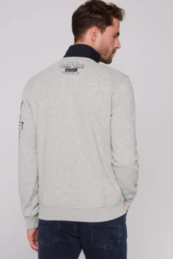 Herren CAMP DAVID & SOCCX Troyer-Sweatshirt mit Artworks granite melange