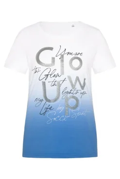 Damen CAMP DAVID & SOCCX T-Shirt Dip Dye mit Glitter Wording airy blue | S