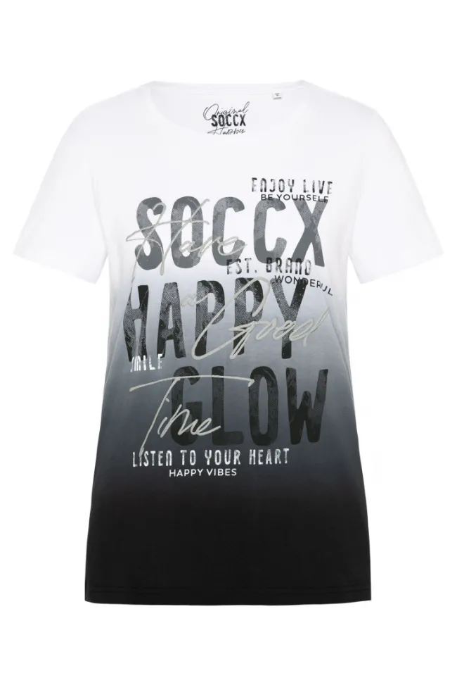 Damen CAMP DAVID & SOCCX T-Shirt Dip Dye mit Glitter Wording | S