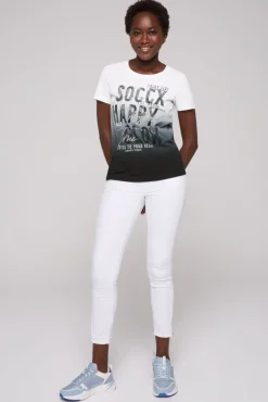 Damen CAMP DAVID & SOCCX T-Shirt Dip Dye mit Glitter Wording | S